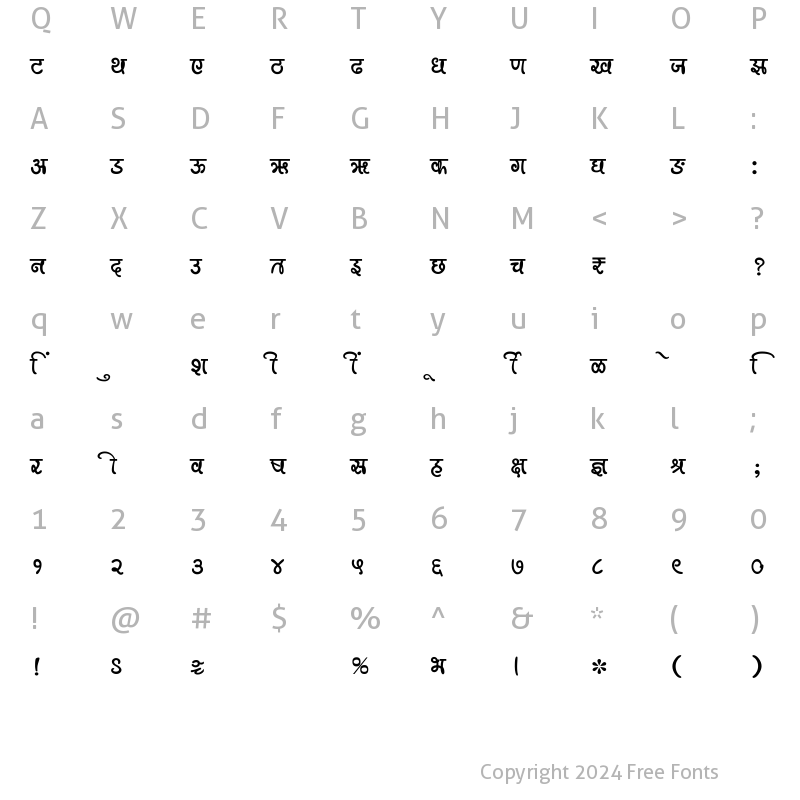 Character Map of SHREE-DEV7-0978 Regular