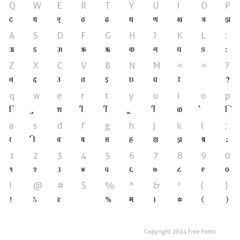 Character Map of SHREE-DEV7-0979 Regular