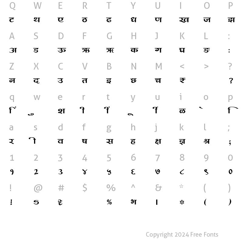 Character Map of SHREE-DEV7-0988 Regular