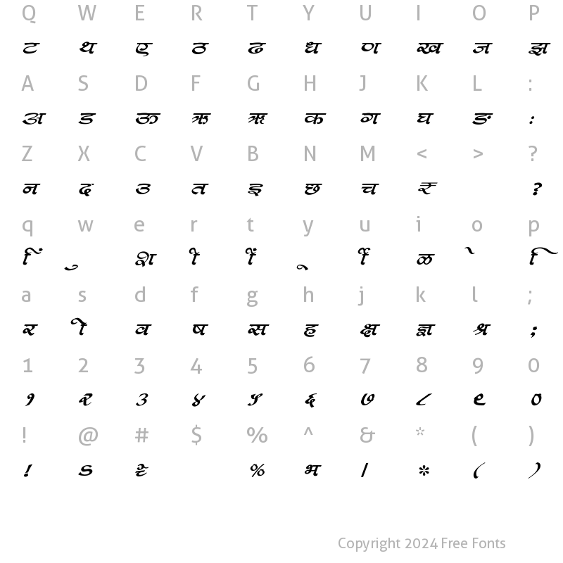 Character Map of SHREE-DEV7-0992 Regular