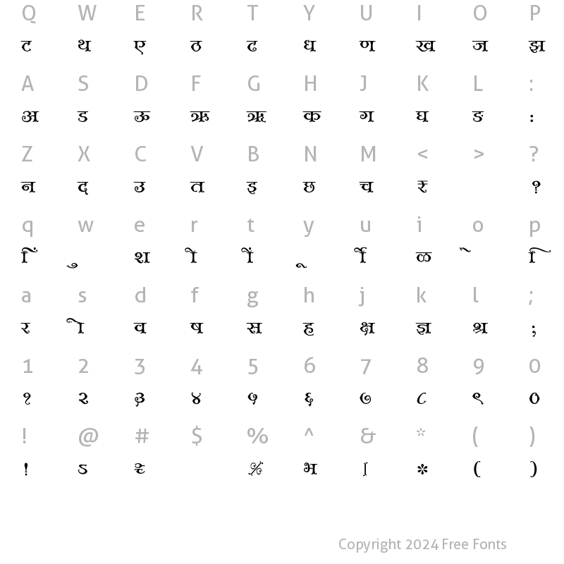 Character Map of SHREE-DEV7-0996 Regular