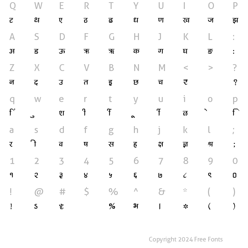 Character Map of SHREE-DEV7-0997 Regular