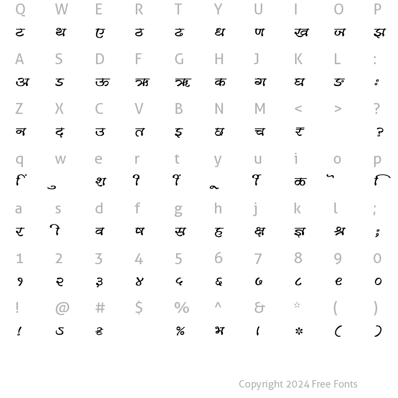 Character Map of SHREE-DEV7-1002 Regular