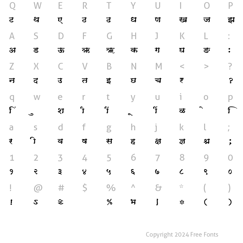 Character Map of SHREE-DEV7-1003 Regular