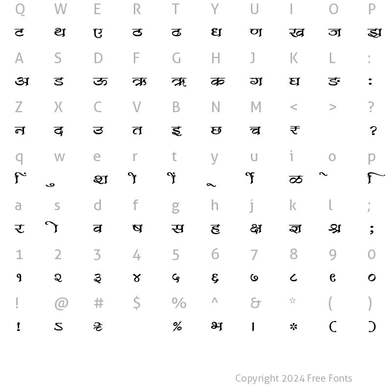 Character Map of SHREE-DEV7-1007 Regular