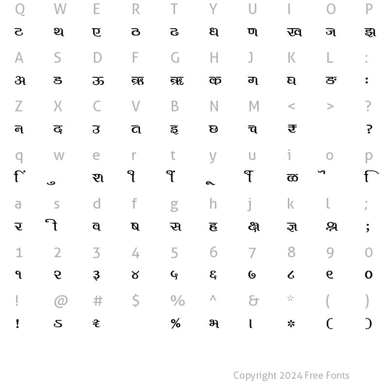 Character Map of SHREE-DEV7-1013 Regular