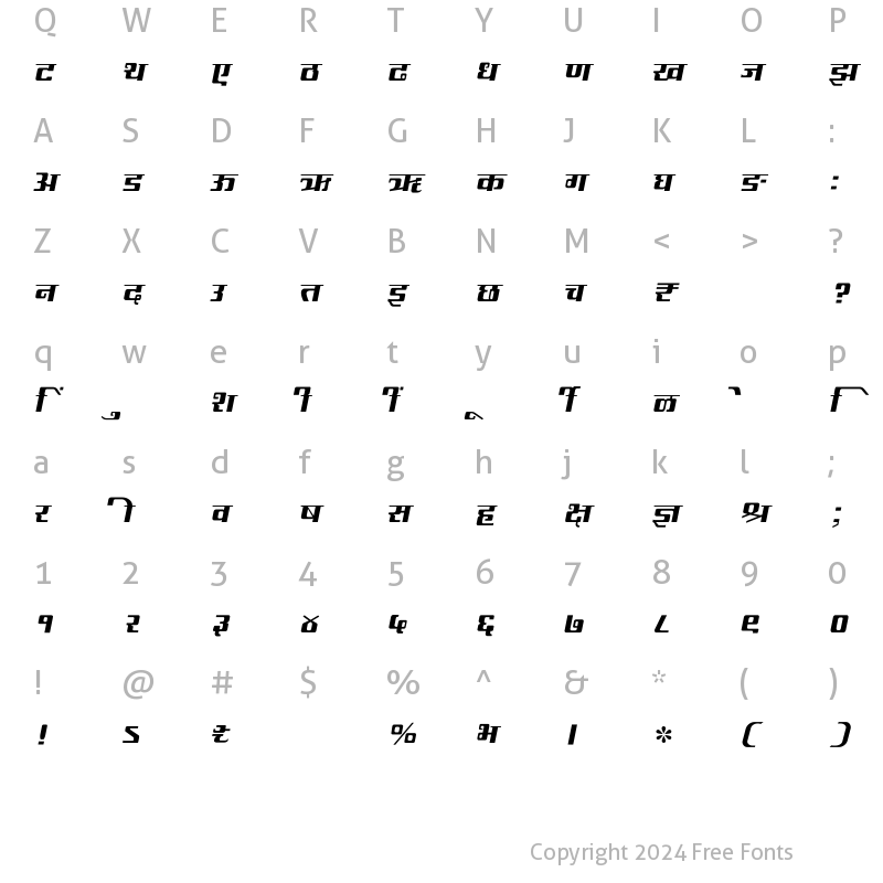 Character Map of SHREE-DEV7-1015 Regular