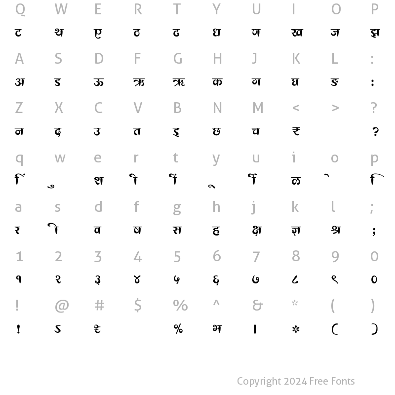 Character Map of SHREE-DEV7-1035 Regular