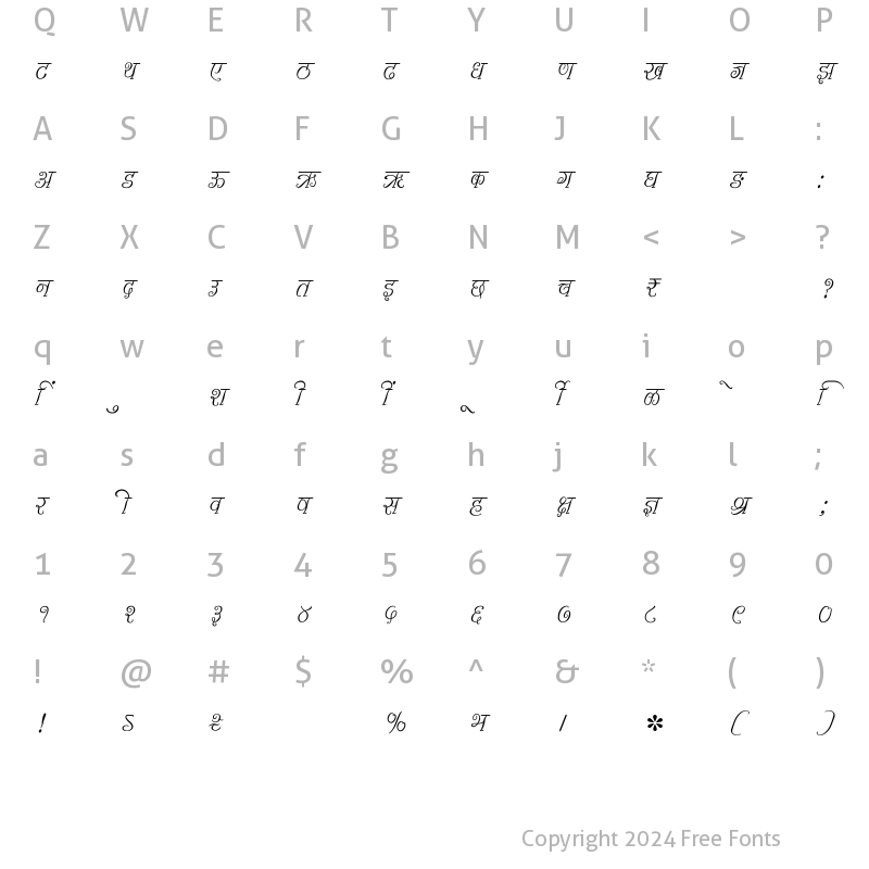 Character Map of SHREE-DEV7-1039 Regular