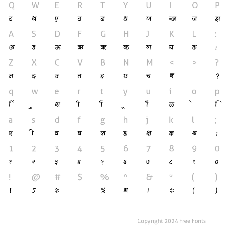 Character Map of SHREE-DEV7-1041 Regular