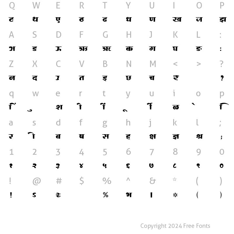 Character Map of SHREE-DEV7-1047 Regular