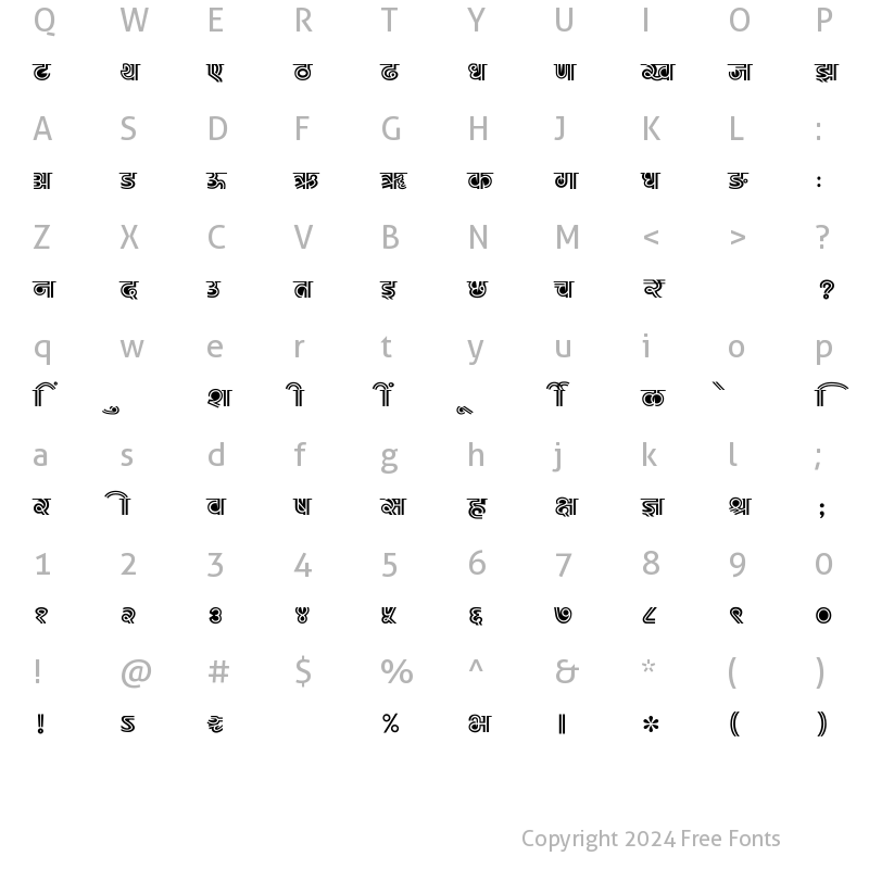 Character Map of SHREE-DEV7-1048 Regular