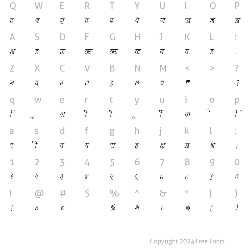 Character Map of SHREE-DEV7-1049 Regular