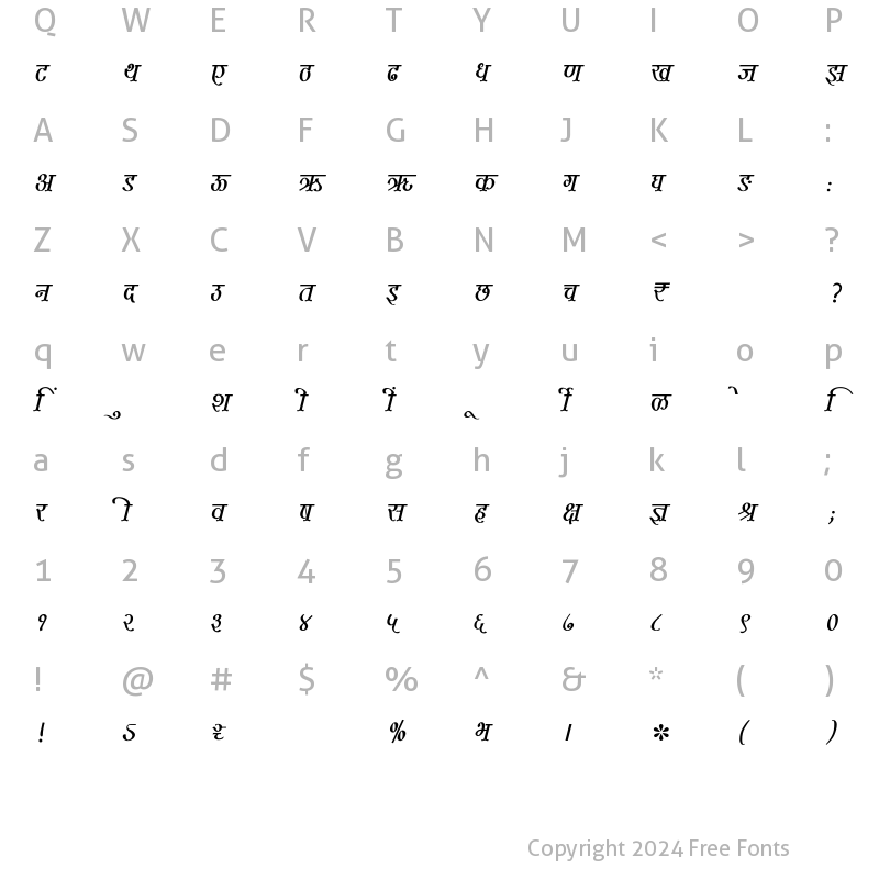 Character Map of SHREE-DEV7-1050 Regular