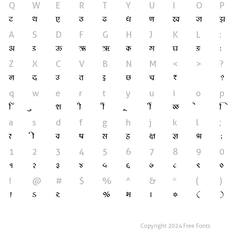 Character Map of SHREE-DEV7-1056 Regular