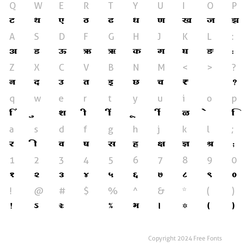 Character Map of SHREE-DEV7-1061 Regular