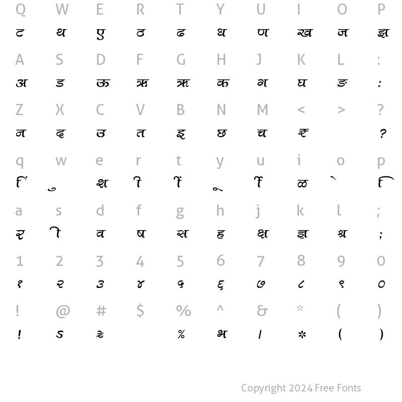 Character Map of SHREE-DEV7-1063 Regular