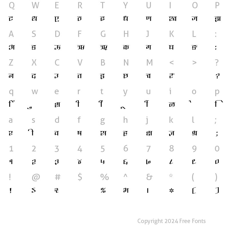 Character Map of SHREE-DEV7-1070 Regular