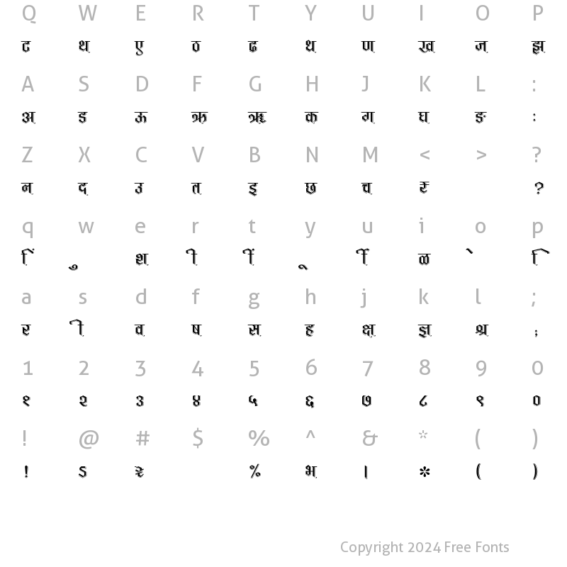 Character Map of SHREE-DEV7-1072 Regular