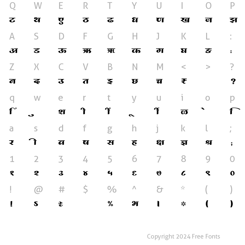 Character Map of SHREE-DEV7-1083 Regular