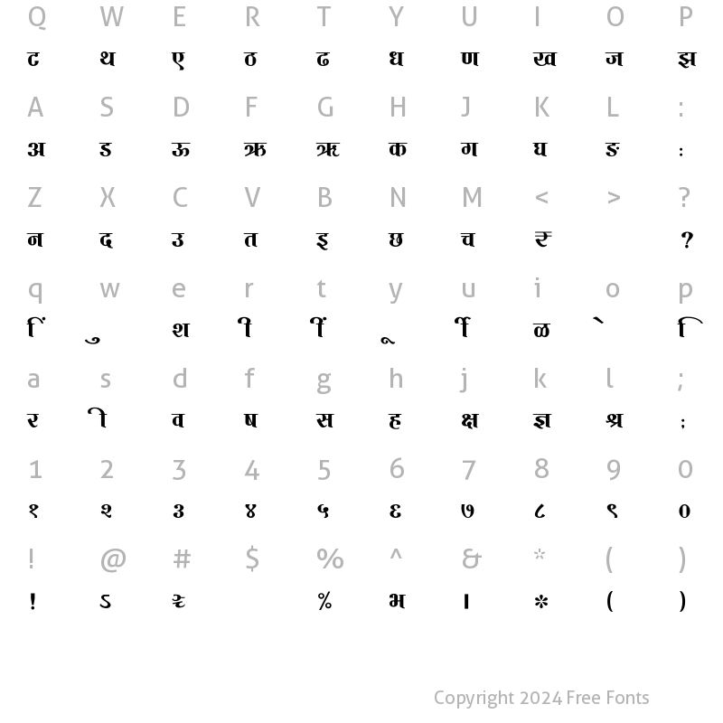 Character Map of SHREE-DEV7-1088 Regular