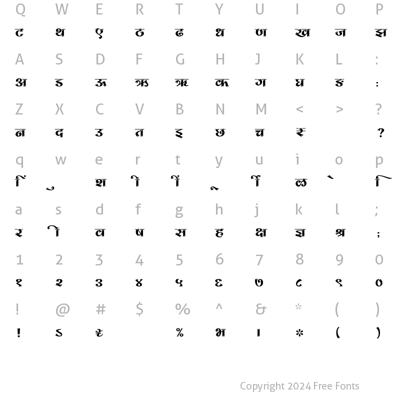 Character Map of SHREE-DEV7-1091 Regular