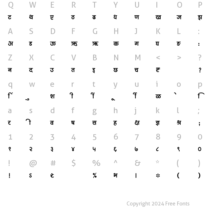 Character Map of SHREE-DEV7-1094 Regular