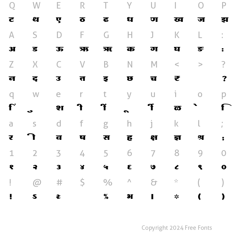 Character Map of SHREE-DEV7-1095 Regular