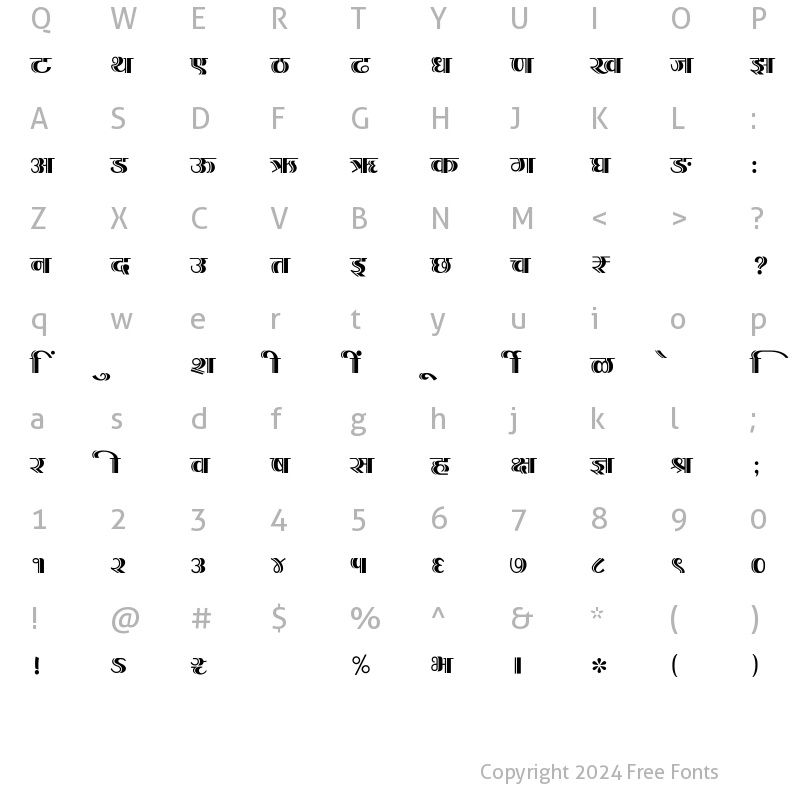 Character Map of SHREE-DEV7-1099 Regular