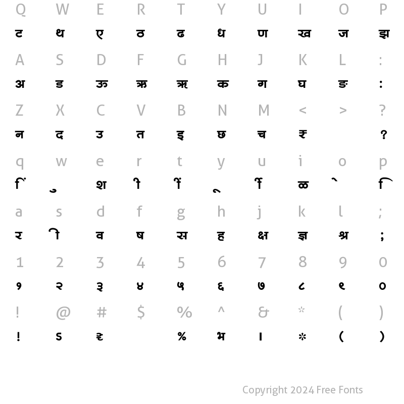 Character Map of SHREE-DEV7-1203 Regular