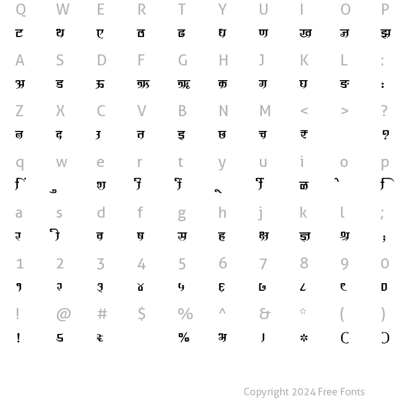 Character Map of SHREE-DEV7-1204 Regular