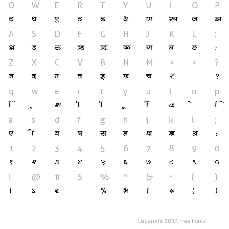 Character Map of SHREE-DEV7-1207 Regular