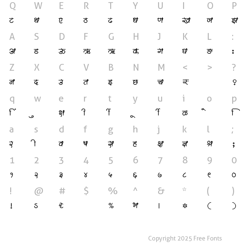 Character Map of SHREE-DEV7-1209 Regular