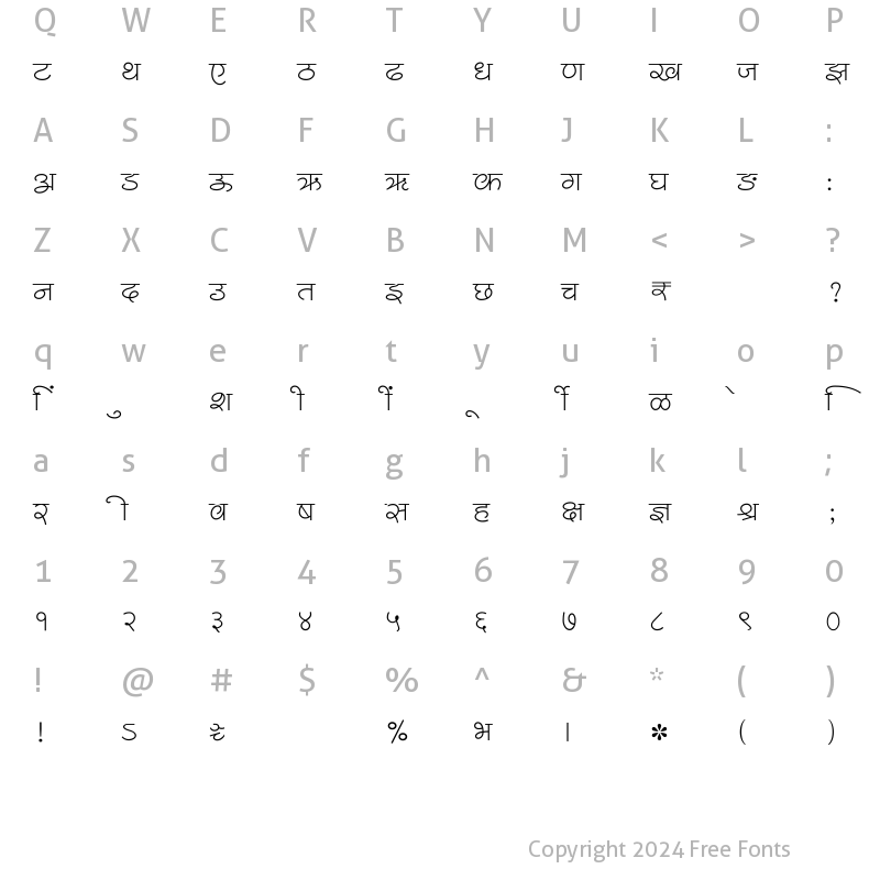 Character Map of SHREE-DEV7-1211 Regular