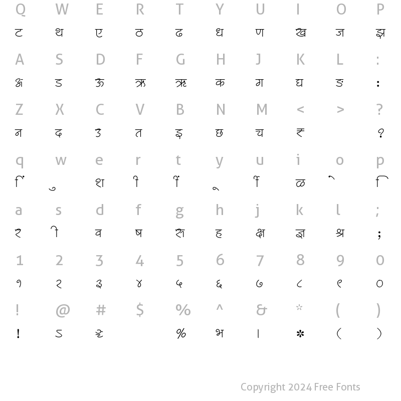 Character Map of SHREE-DEV7-1213 Regular