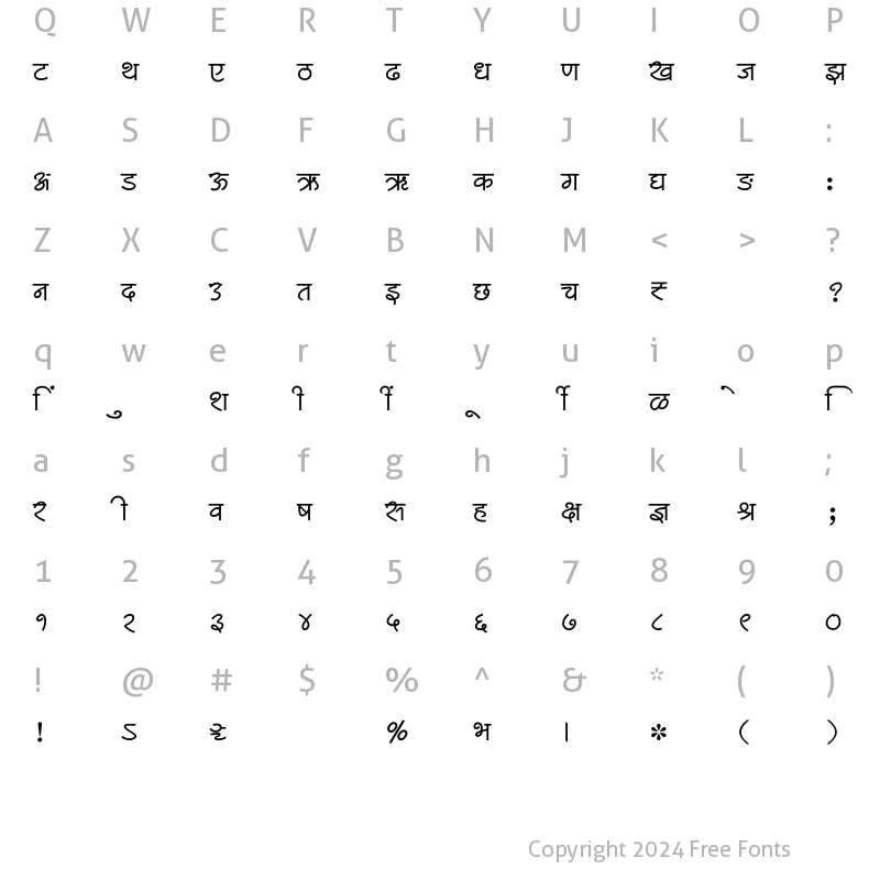 Character Map of SHREE-DEV7-1214 Regular