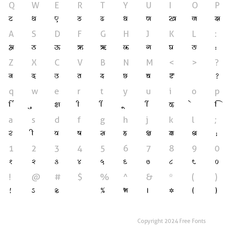 Character Map of SHREE-DEV7-1217 Regular