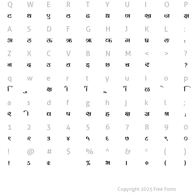 Character Map of SHREE-DEV7-1223 Regular