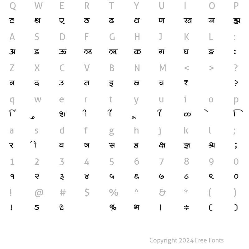 Character Map of SHREE-DEV7-1226 Regular