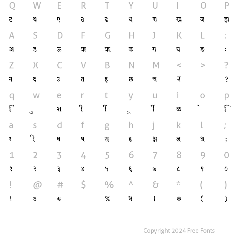 Character Map of SHREE-DEV7-1227 Regular