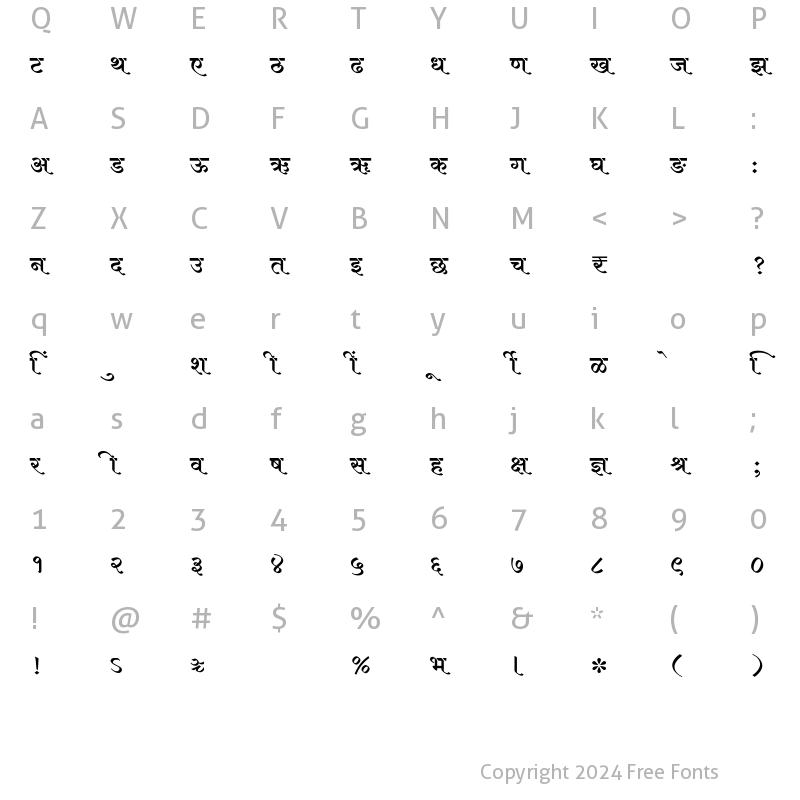 Character Map of SHREE-DEV7-1228 Regular