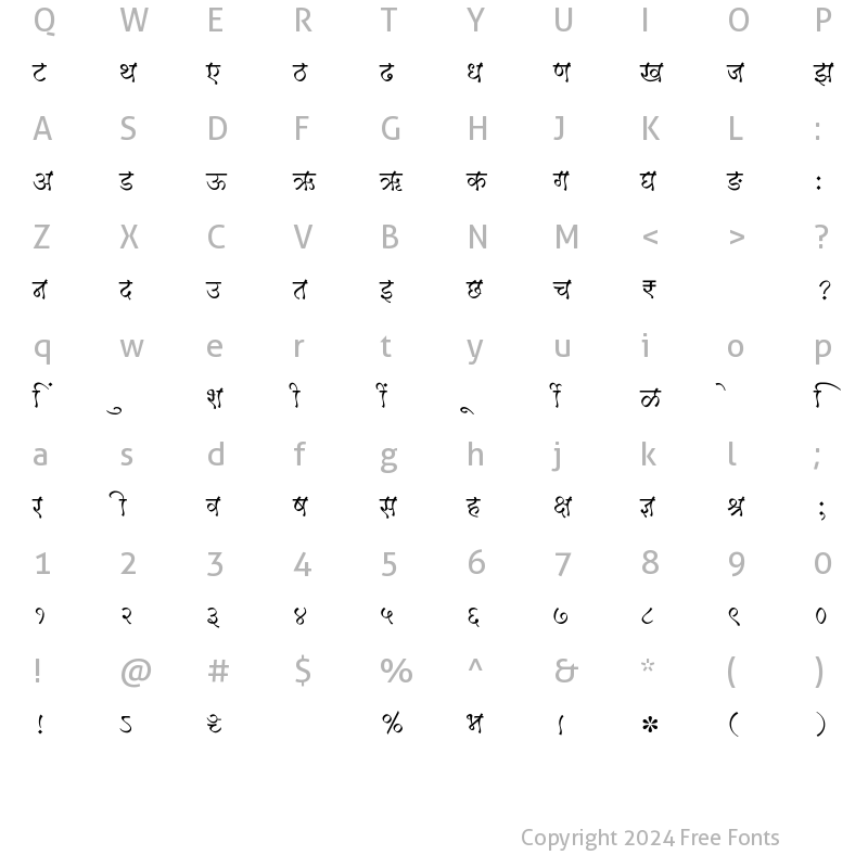 Character Map of SHREE-DEV7-1229 Regular