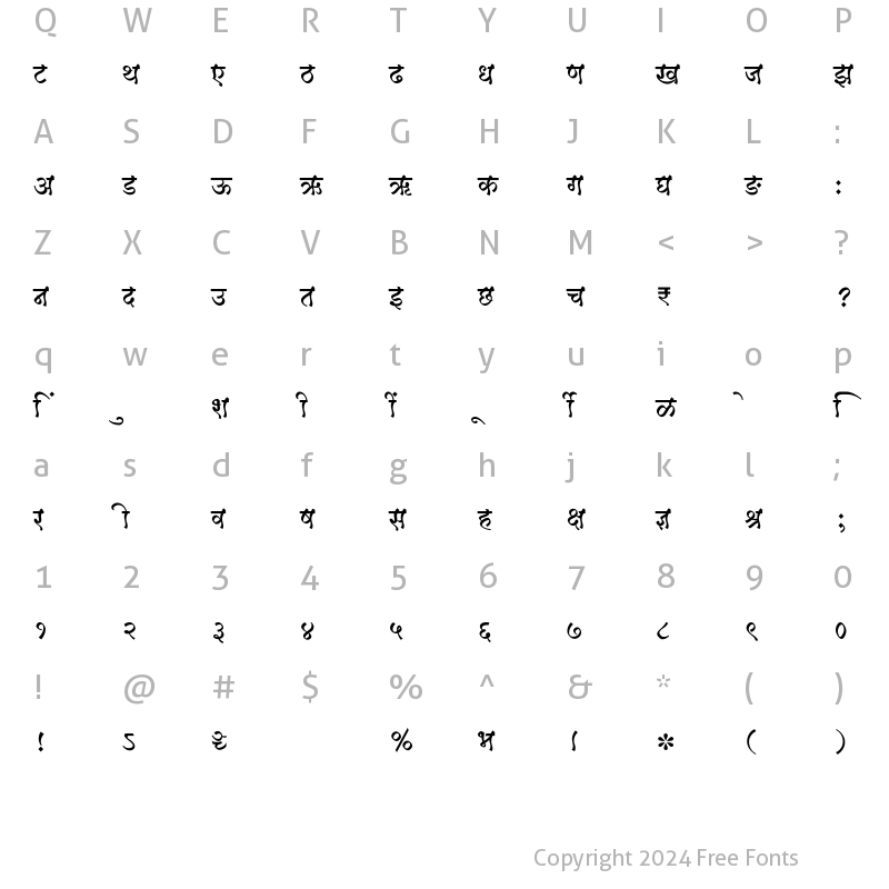 Character Map of SHREE-DEV7-1230 Regular