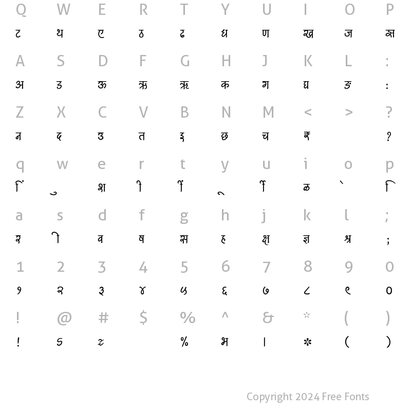 Character Map of SHREE-DEV7-1232 Regular