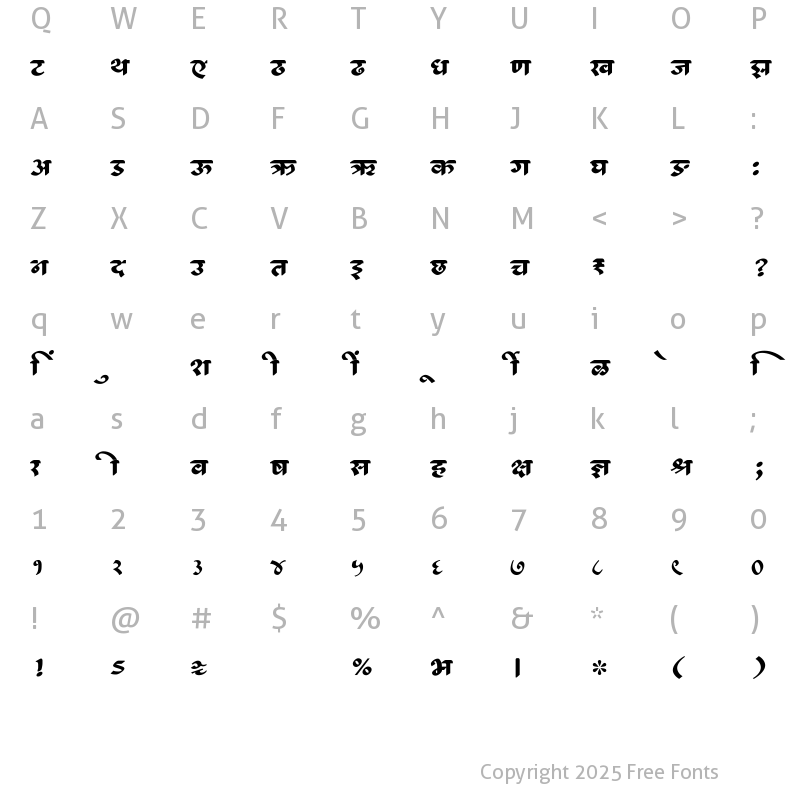 Character Map of SHREE-DEV7-1248 Regular