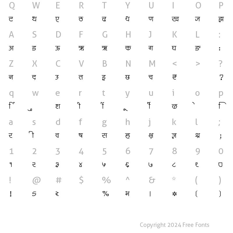 Character Map of SHREE-DEV7-1260 Regular