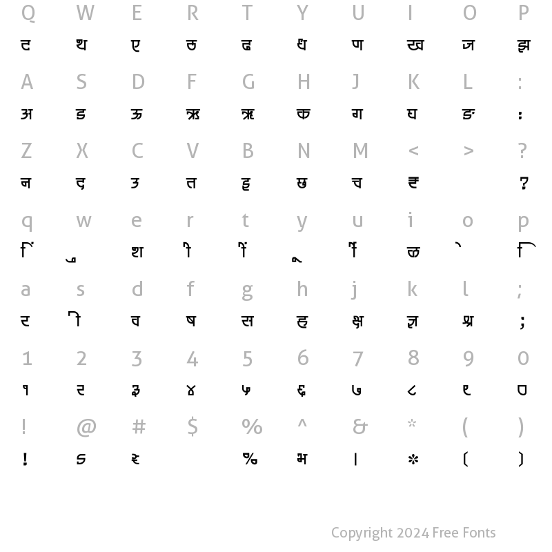 Character Map of SHREE-DEV7-1261 Regular