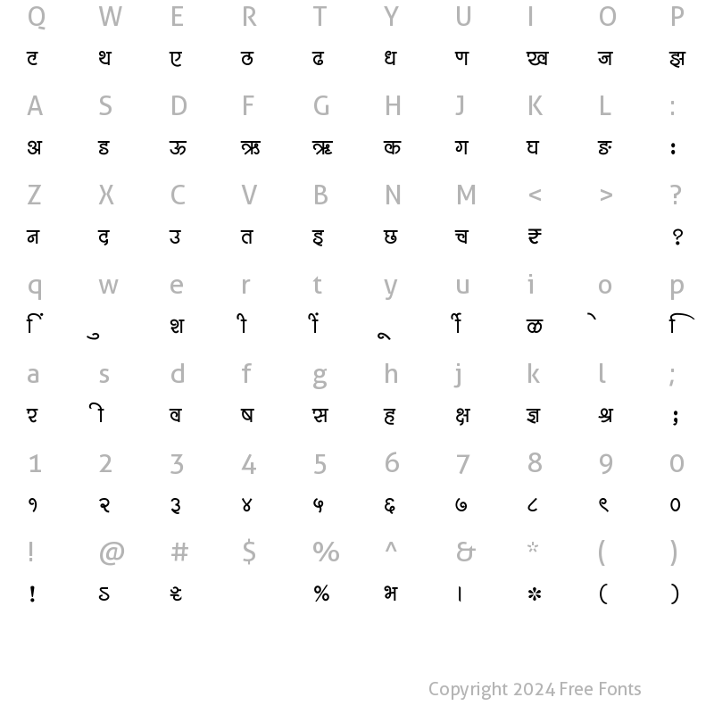 Character Map of SHREE-DEV7-1264 Regular