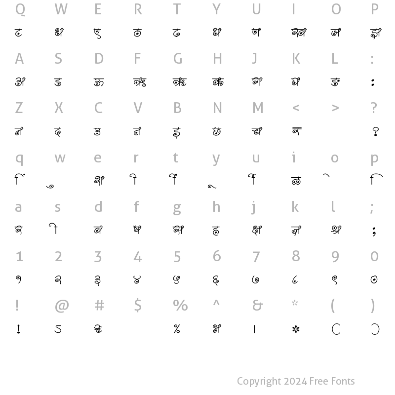 Character Map of SHREE-DEV7-1267 Regular