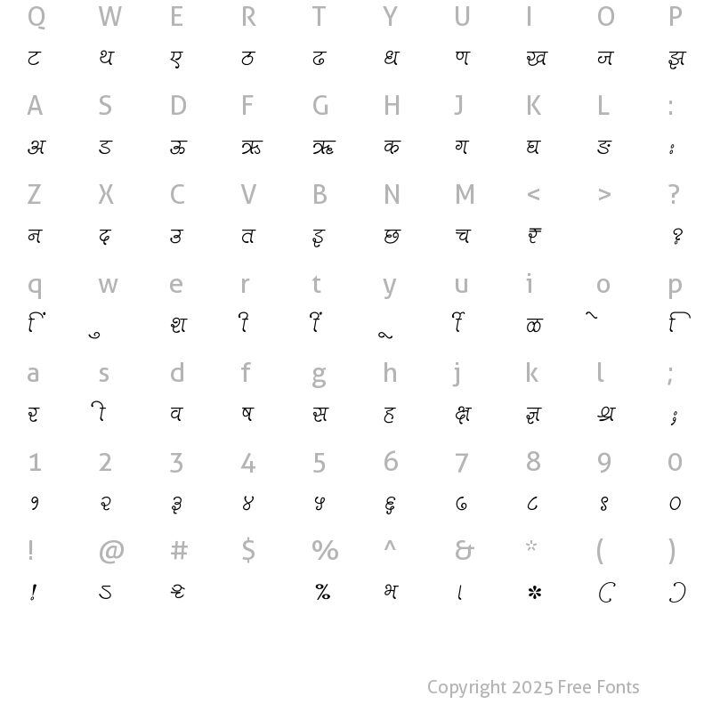 Character Map of SHREE-DEV7-1271 Regular